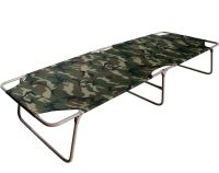 Folding single bed with headrest DSSLU 59 with a load of up to 120 kg, Tourist cot with pillow 190x75x43 cm Camouflage