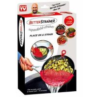 Універсальний друшляк накладка Better Strainer на каструлю від 24см до 30см для зливу води, силіконове сито для промивання продуктів з тримачем