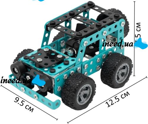 Дитячий розвиваючий конструктор позашляховик Jixin Xyzhi Off-Road Vehicle YK623 на 190 деталей, металевий набір джип для складання машинки для дітей