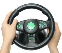 Vibration Steering Wheel 3-in-1 Universal Game Steering Wheel with Pedals and Gearbox for PC/PS2/PS3, Multimedia Sports Steering Wheel for PC