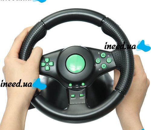 Vibration Steering Wheel 3-in-1 Universal Game Steering Wheel with Pedals and Gearbox for PC/PS2/PS3, Multimedia Sports Steering Wheel for PC