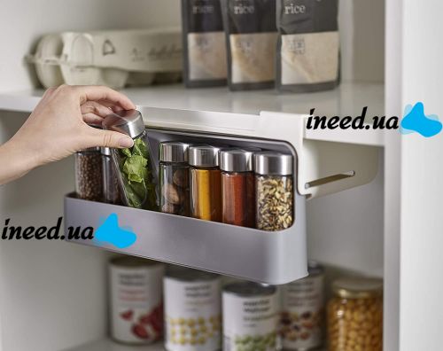 Підвісний органайзер для спецій Joseph Joseph Spice Rack 85147 7 банок, Навісна полиця для приправ, набір баночок для сипучих продуктів в холодильник