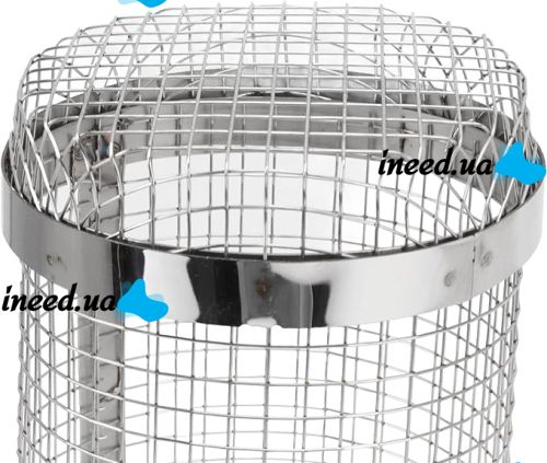 Cylindrical non-stick grill grid basket IRIS KT-183 for vegetables meat fish without handle, stainless steel barbecue grate with rotation