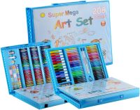 Children's Just Art drawing set for 208 items with an easel in a suitcase, an art set of paints for creativity in a Blue case