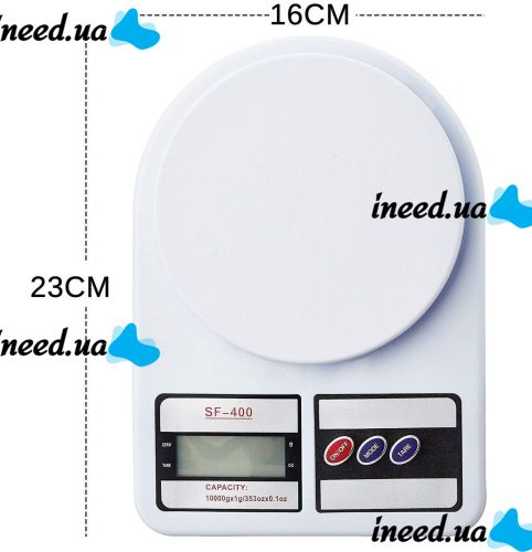 Electronic Table Scales from 1g to 7 kg SF-400, Kitchen Scales with LED Display with Round Platform for Weighing Products White