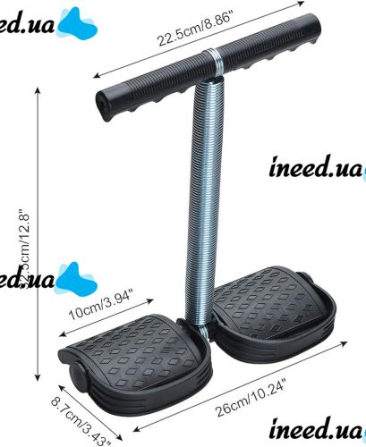 Пружинный эспандер Tummy Trimmer L1013 для мышц рук, живота и спины с креплением для ног, Спортивный тренажер Тами Тример для укрепления тела Черный