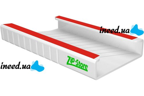 Підвісний органайзер тримач пакетів Zip Store Organizer на полицю холодильника, Висувна полиця для зберігання вакуумних пакетів на дверцята Біла