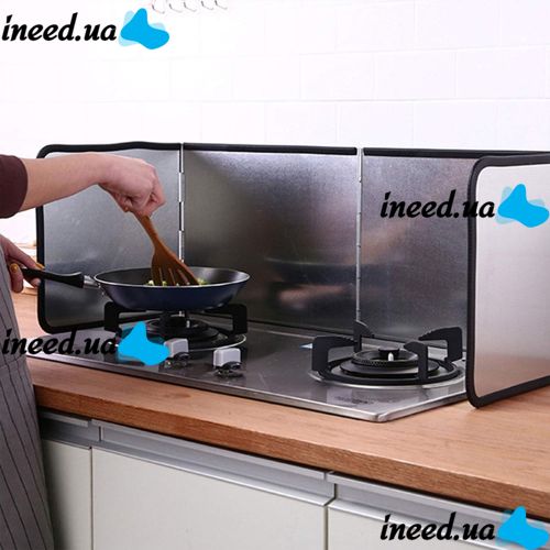 Protective folding panel MAG-593 for gas stove against grease and splashes 41x31x3cm Non-stick folding protective screen stainless steel partition