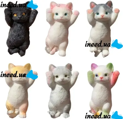 Силиконовая игрушка антистресс сквиш Большой котик Squishy Toys 20 см с ворсинками для рук, Детская мялка таба Пушистый кот для детей от 3 лет