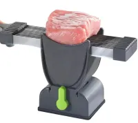 Ручная мясорубка слайсер Fresh Meat Slicer YLM-248 для тонкой нарезки и измельчения мяса, Ручной измельчитель LY-824 17 лезвий с подставкой Серый