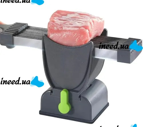 Ручная мясорубка слайсер Fresh Meat Slicer YLM-248 для тонкой нарезки и измельчения мяса, Ручной измельчитель LY-824 17 лезвий с подставкой Серый