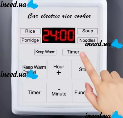 Автомобільна мультиварка пароварка Vehicle Rice Cooker AR-1601 1.2 літра 12V 24V від прикурювача, мультиповар з підігрівом 12В 24В для машини