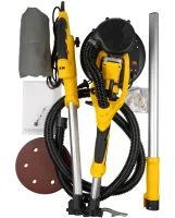 Шліфувальна машина з подовжувачем DeWalt SFMEE500S 215мм з пилозбірником для стін і стель, Шліфувальна машина жираф Деволт з пилососом і підсвічуванням від мережі