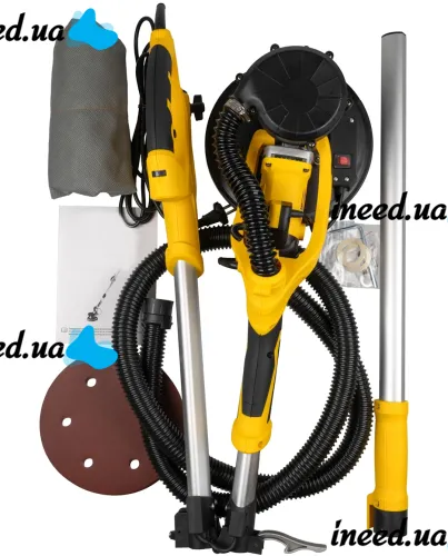 Шліфувальна машина з подовжувачем DeWalt SFMEE500S 215мм з пилозбірником для стін і стель, Шліфувальна машина жираф Деволт з пилососом і підсвічуванням від мережі