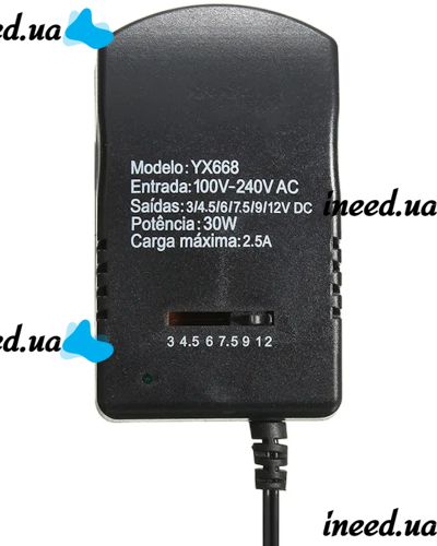 Универсальный сетевой адаптер 12V 2.5А 7in1 SL-668 30W блок питания с регулировкой переменного тока с переходниками и защитой от перегрузки YX-668