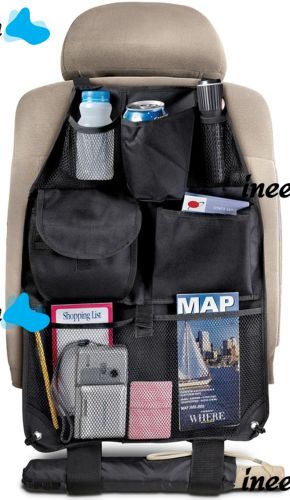 Автомобільний органайзер на спинку переднього сидіння Est Car Back Seat Organizer накидка для зберігання в машину, сумка чохол з кишенями в авто Чорна
