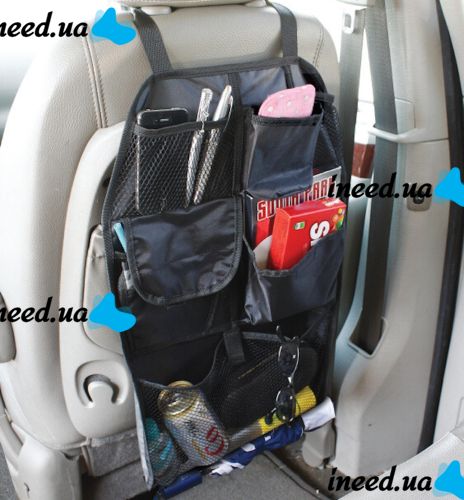 Автомобільний органайзер на спинку переднього сидіння Est Car Back Seat Organizer накидка для зберігання в машину, сумка чохол з кишенями в авто Чорна