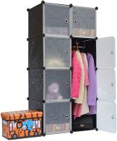 Складной шкаф органайзер для вещей Storage Cube Cabinet MP-28-51 76Х37Х146 см пластиковая тумба на 8 секций полочка для одежды и обуви Черная MP28-51