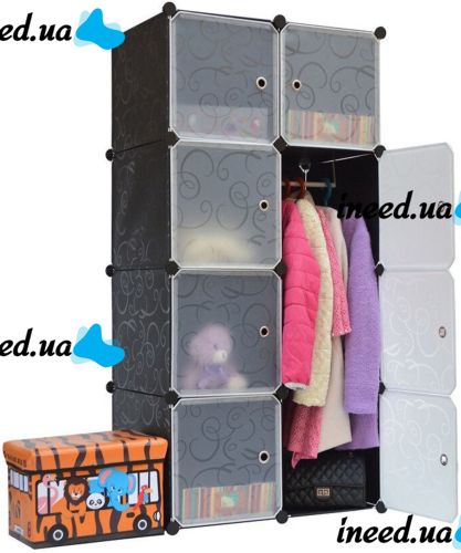 Складной шкаф органайзер для вещей Storage Cube Cabinet MP-28-51 76Х37Х146 см пластиковая тумба на 8 секций полочка для одежды и обуви Черная MP28-51