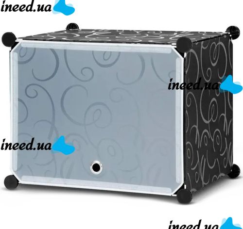 Складаний шафа органайзер для речей Storage Cube Cabinet МР 416-102 146х37х146 см Пластикова тумба на 16 секцій поличка для одягу та взуття Чорна