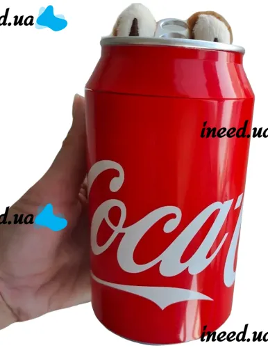 Children's plush toy The Monsters Labubu Coca Cola 15cm, Soft collectible Labubu surprise figurine in a Coca Cola can for kids