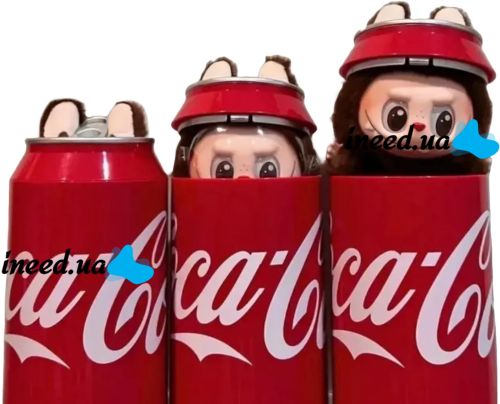 Children's plush toy The Monsters Labubu Coca Cola 15cm, Soft collectible Labubu surprise figurine in a Coca Cola can for kids