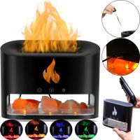 Настільний зволожувач повітря нічник з соляними каменями Docsal Flame Aroma Diffuser CAO з LED підсвічуванням 5W, соляна лампа аромадифузор Чорний