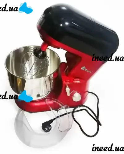 Domotec MS-2051 Desktop Food Processor 4 in 1 Mixer 3000W Dough Mixer with 6.5L Bowl for Kneading Dough, Kitchen Meat Grinder Blender Red