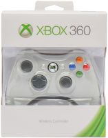 Microsoft Xbox 360 Wireless Joystick White Original Gaming Gamepad, Vibration Controller for Set-top Box and Battery-powered PC White