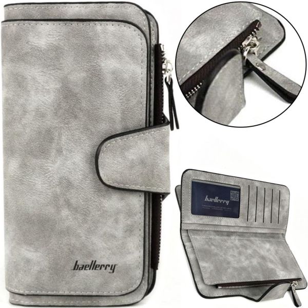 Женский замшевый кошелек Baellerry Forever N2345 Grey женское мини портмоне на 10 отделений для купюр и мелочи 19х10.5 см Серое