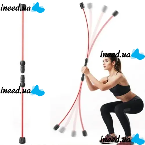 Ffelix Rod vibration trainer, a training gymnastic stick for fitness and yoga, flexibar-a body bar for the muscles of the arms, back and body Red