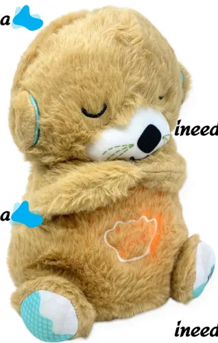 Світна дихаюча Видра Fisher Price FXC66 30 см з диханням для сну дітей, м'яка плюшева іграшка музичний нічник від батарейок Коричнева