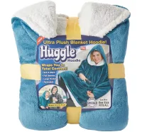 Толстовка-плед з капюшоном Huggle Hoodie Ultra Plush Blanket 2 в 1 унісекс оверсайз толстовка худі плюшевий плед з рукавами на флісі 74Х110 см Блакитна