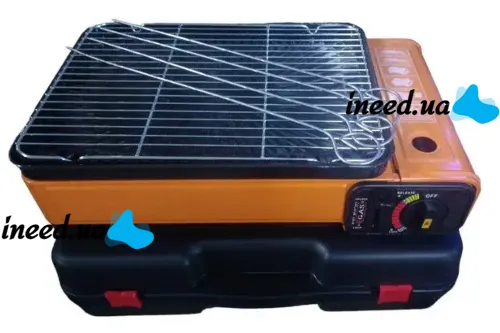 Настільна газова гриль плита Blue Shield BDZ-290A 2200W на 1 конфорку, одноконфорочная плитка барбекю з автоматичним п'єзопідпалом і шампурами