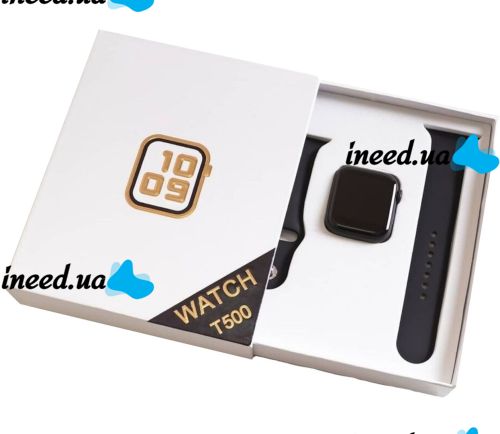 Наручні Смарт годинник Smart Watch T500 Спортивні з мікрофоном, тонометром IP67 Aluminium 44mm Розумні годинник з функціями фітнесу та здоров'я чорні