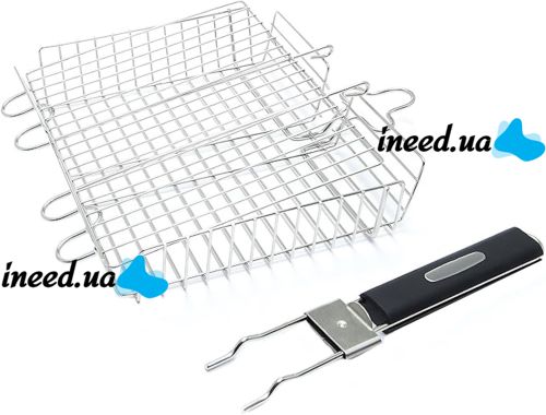 Universal Grill Grill Broil King MAG-770 32x22 cm with Removable Handle, Basket Stainless Steel Barbecue Net Silver