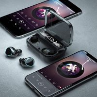 Беспроводные Bluetooth наушники Newest M10 с led дисплеем и индикатором заряда Black Черные сенсорные с экраном TWS М10 c powerbank Earbuds