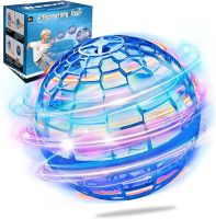 Світиться літаючий куля спиннер FlyNova pro Gyrosphere USB з LED підсвічуванням, інтерактивна іграшка левітуючий м'яч бумеранг 95мм для дітей Синій