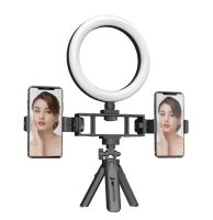 Кольцевая USB LED лампа Bracket Fill Light Live K315 16см 6" со штативом и двумя держателями настольная светодиодная Multi-Position Ring Broadcasting