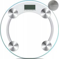 Электронные напольные весы Domotec MS-2003A до 180 кг, Круглые стеклянные весы с Led дисплеем домашние для взвешивания шаг 0.1 кг MS2003A Прозрачные
