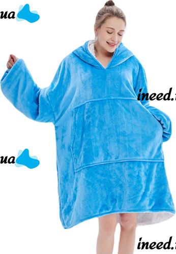 Толстовка-плед з капюшоном Huggle Hoodie Ultra Plush Blanket 2 в 1 унісекс оверсайз толстовка худі плюшевий плед з рукавами на флісі 74Х110 см Блакитна