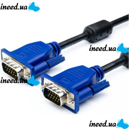 Кабель, перехідник GBX з VGA на VGA довжиною 10м з двома фільтрами інтерфейсний для монітора 10 метрів з фільтром, Шнур для телевізора, проектора