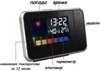 Настольные часы с проектором времени Kronos DS-8190 метеостанция  Color Screen Calendar