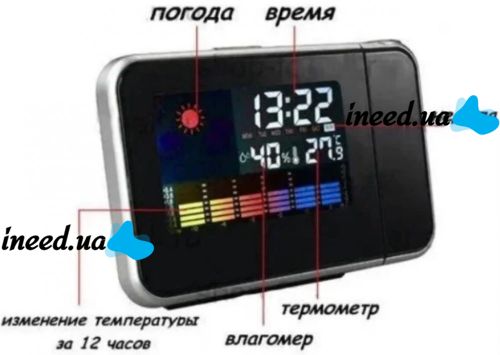 Настольные часы с проектором времени Kronos DS-8190 метеостанция  Color Screen Calendar