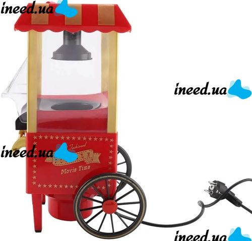 The device for making popcorn WM-26 at home, compact mini retro car trolley, homemade popcorn maker from the network 1200W WM26 Red