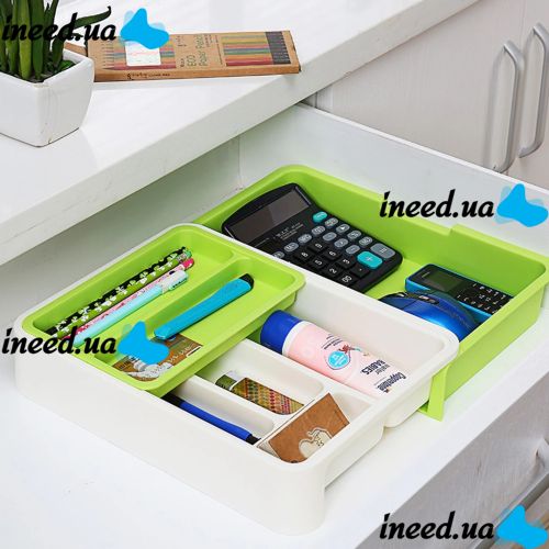Универсальный раздвижной органайзер Expandable Drawer Organizer 34Х36.5Х5.5 см для кухонных столовых приборов, ложек и вилок в выдвижной ящик