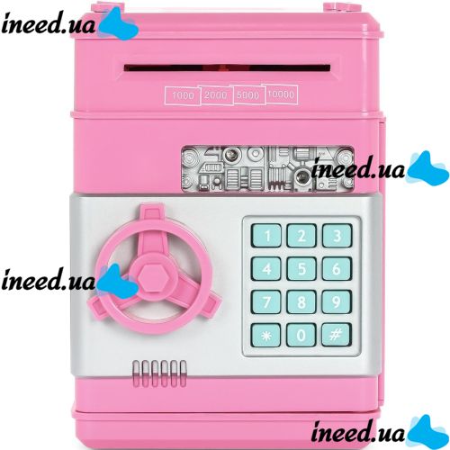 Дитяча електронна скарбничка сейф Mony Safe, купюроприймач, банкомат, з кодовим замком для паперових купюр, монет на батарейках Piggy number Bank