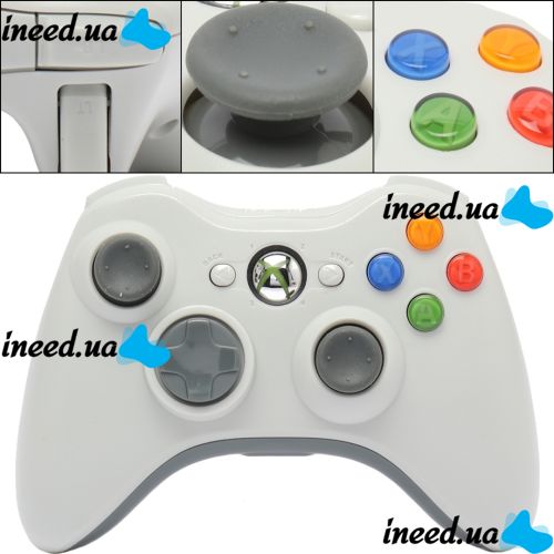 Microsoft Xbox 360 Wireless Joystick White Original Gaming Gamepad, Vibration Controller for Set-top Box and Battery-powered PC White