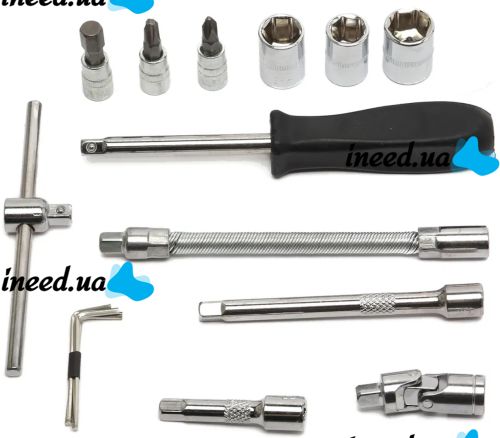 Набір ключів з тріскачкою для авто 46 інструментів Tool Set в кейсі комплект автоінструментів головок біт для машини в пластиковій валізі 24Х12. 5 см