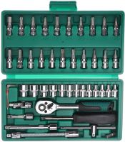 Набір ключів з тріскачкою для авто 46 інструментів Tool Set в кейсі комплект автоінструментів головок біт для машини в пластиковій валізі 24Х12. 5 см